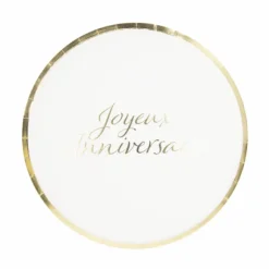 8 Assiettes Carton Joyeux Anniversaire Or