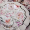 8 Assiettes Carton Theme Dahlia Blanc Et Pastel