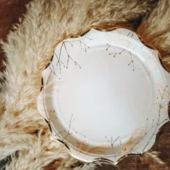 8 Assiettes En Carton Fleurs Des Champs Blanches