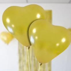 5 Ballons Gonflables Nacr S Coeur Or 28Cm