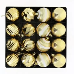 16 Boules De Noel Luxe Or 6Cm