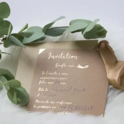 10 Cartes D'Invitations Kraft Et Or
