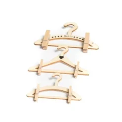 3 Cintres A Pinces En Bois Hello