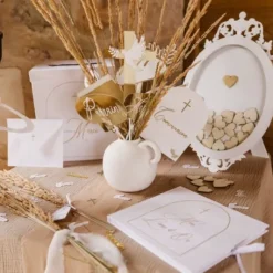 100 Confettis De Table Communion Puret Blanc Et Or