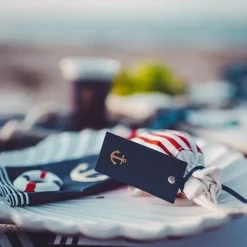 10 Etiquettes Ancre Marine Et Or Avec Ruban