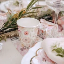 8 Gobelets En Carton Dahlia Blanc Et Pastel