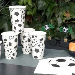 10 Gobelets En Carton Verre Bi Re Football 10 X 14 Cm - 50 Cl