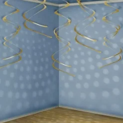 5 Guirlandes Serpentins Or A Suspendre X 5 Pi Ces