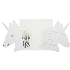8 Invitations Theme Licorne Pastel