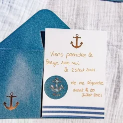 10 Invitations Theme Marin Ancre Mariniere