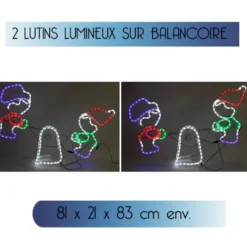 2 Lutins Lumineux De Noel Sur Balancoire