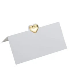10 Marque Places Petits Coeurs Papier Embosse Or