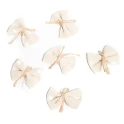 6 Petits Noeuds Lin Coeurs Blancs X 6 Pi Ces