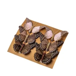 6 Pinces Papillons Chocolat Et Rose