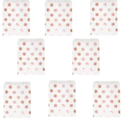 8 Sachets A Dragees Blancs A Pois Rose Gold