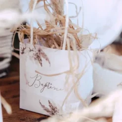6 Sacs Cadeaux Bapt Me Pampa Fleur De Coton