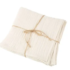 4 Serviettes De Table En Gaze De Coton Ivoire