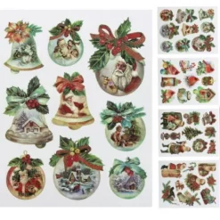 8 Stickers Vitro Statique De Noel Paillet S