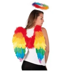Ailes D'Anges En Plumes Arc-En-Ciel 50 X 50 Cm
