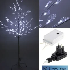 Arbre Lumineux 128 Led Blanc Avec Feuilles Transparentes