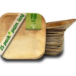 Assiette Carr E En Feuille De Palmier 18Cm X 10 Pi Ces