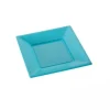 Assiette Carr E Plastique Turquoise R Utilisable 18Cm X 12 Pi Ces