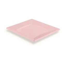 Assiette Carr E Plastique Rose Claire R Utilisable 18Cm X 12 Pi Ces