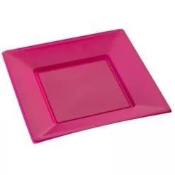 Assiette Carr E Plastique Fuchsia R Utilisable 18 Cm X 12 Pi Ces