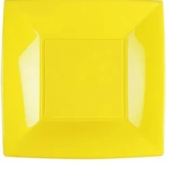 Assiette Carr E Plastique Jaune R Utilisable 23Cm X12