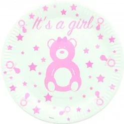 Assiette Carton Baby Shower Fille X 10 Pi Ces