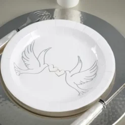 Assiette En Carton Colombe 23Cm X 10 Pi Ces