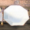 Assiette En Carton Hexagonale A Pois Rose Gold