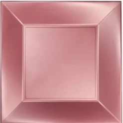 Assiette En Plastique Carr E Rose Gold Chrome 23Cm X 8 Pi Ces
