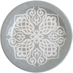 Assiette Orientale Argent En Carton 23 Cm X 10 Pi Ces