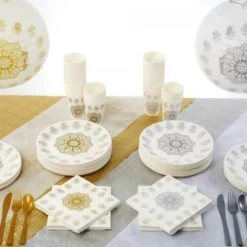 Assiette Orientale Or En Carton 23 Cm X 10 Pi Ces