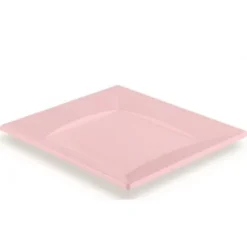 Assiette Plastique Carr E Rose Claire R Utilisable 23 Cm X 12 Pi Ces