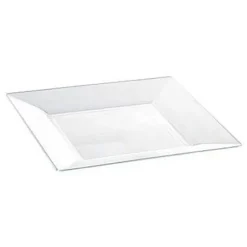 Assiette Plastique Carr E Transparente R Utilisable 18 Cm X 8 Pi Ces