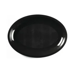 Assiette Plastique Ovale Noire 25Cm X 50 Pi Ces