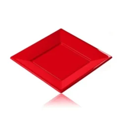 Assiette R Utilisable Forme Carr Rouge 18 Cm X 12 Pi Ces