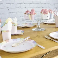 Assiettes Festonn Es 23 Cm Rose Pastel X 8 Pi Ces