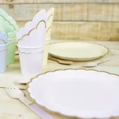 Assiettes Festonn Es 23 Cm Pastel Assortis X 8 Pi Ces