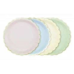 Assiettes Festonn Es 23 Cm Pastel Assortis X 8 Pi Ces