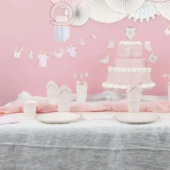 Assiettes Festonn Es 23 Cm Rose Pastel Et Or X 8 Pi Ces