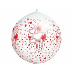 Ballon G Ant Mariage 1M Avec Coeur Rouge Et Blanc