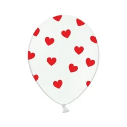 Ballon Gonflable Blanc Avec Coeur Rouge 35Cm X 6 Pi Ces