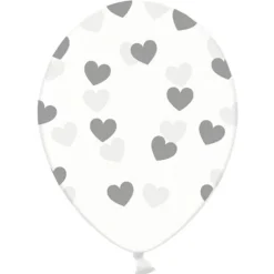 Ballon Gonflable Transparent Avec Coeur Argent X 6 Pi Ces