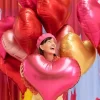 Ballon Mylar G Ant Coeur Fuchisa 75Cm