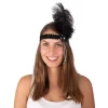 Bandeau Charleston Sequins Grande Plume Noir