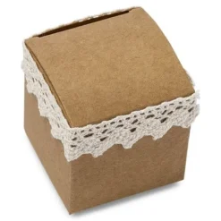 Boite A Dragees Kraft Avec Dentelle X 10 Pi Ces