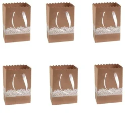 Boite A Dragees Kraft Dentelle Avec Ruban Satin X6 Pi Ces